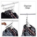 Silver Clothes Hanger Organizer with Connection Hook