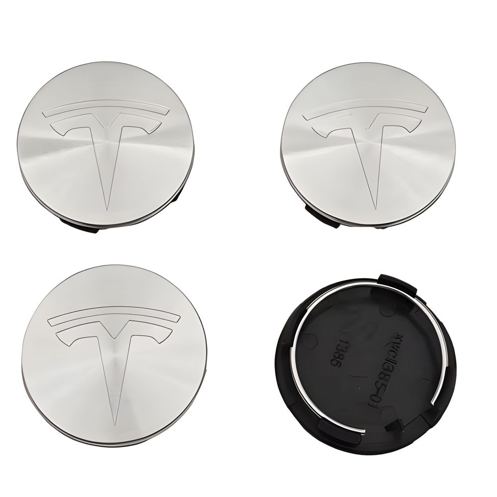 4-Pack Tesla Wheel Hub Caps, 56mm, Silver - Compatible with Tesla