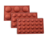 24-Piece Silicone Mold for Ice Chocolate Jelly, Brown Hemisphere Ball Mold 6/8/15/24