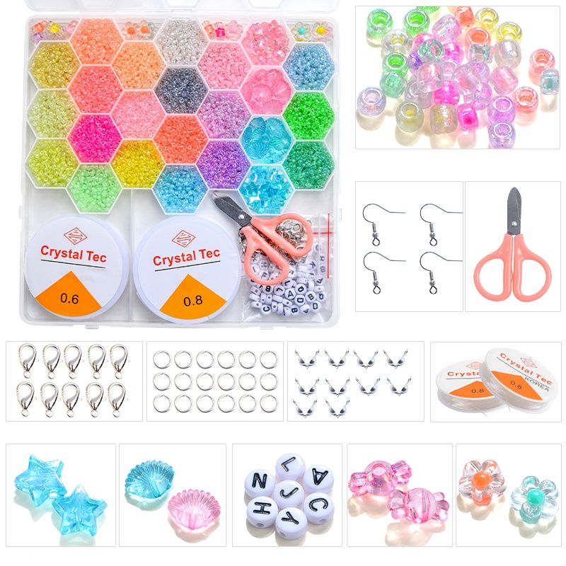 Glow in the Dark Bead Set DIY Kit with Wire and Accessories, Multicolor