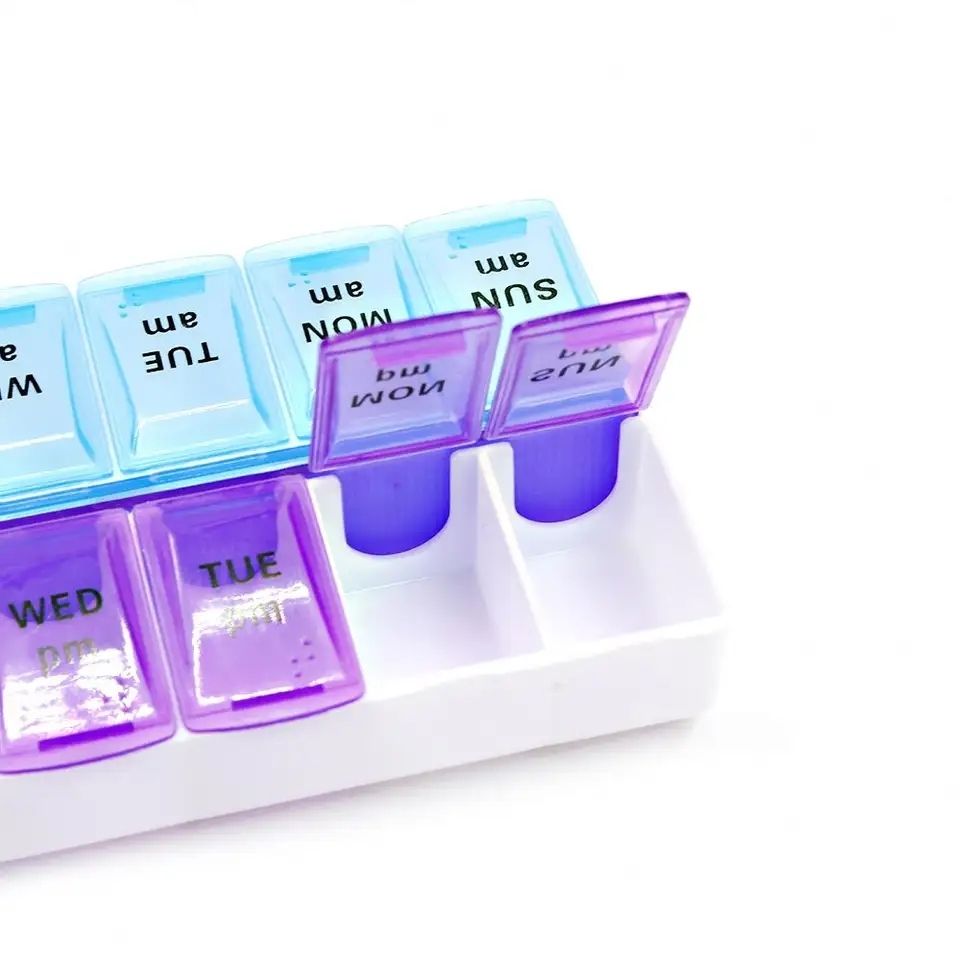 14 Compartment Medical Tablet Case, Multicolor Dosette L