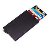 Aluminum Pop-Up Card Holder RFID-Safe Black Case - Front View