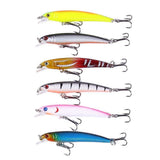 43-Pack Fishing Lure Wobbler Minnow Mixed Color - Top-Down View