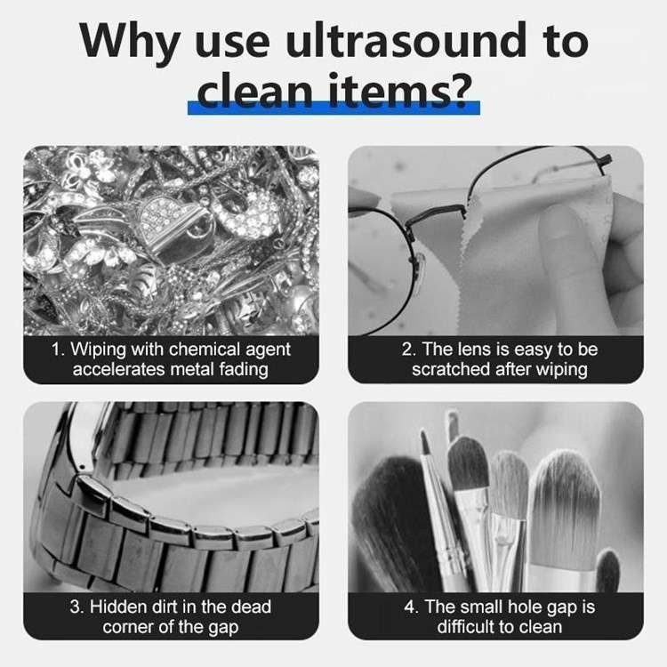 Ultrasonic cleaning glasses jewelry cleaner white, 42kHz