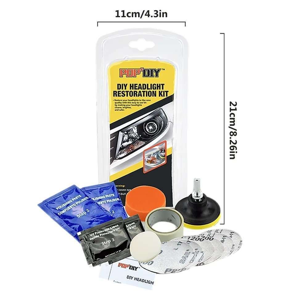 Headlight Polishing Kit MultiColor, Cleans Polishes Increases Clarity Safety