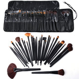 32pcs Professional Makeup Brushes, Genuine Goat Hair, Leather Case, Black