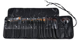 32pcs Professional Makeup Brushes, Genuine Goat Hair, Leather Case, Black