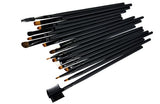 32pcs Professional Makeup Brushes, Genuine Goat Hair, Leather Case, Black - Top-Down View
