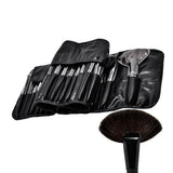 32pcs Professional Makeup Brushes, Genuine Goat Hair, Leather Case, Black