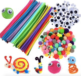 Pipe Cleaners Craft Kit with Moving Eyes and Balls, MultiColor