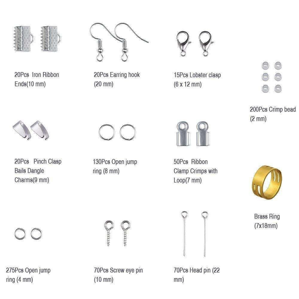 DIY Jewelry Making Kit with Pliers, Wire, Rings, Silver