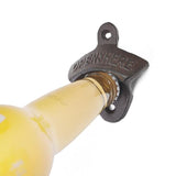 Wall mounted bottle opener, Vintage Open Here design, Black