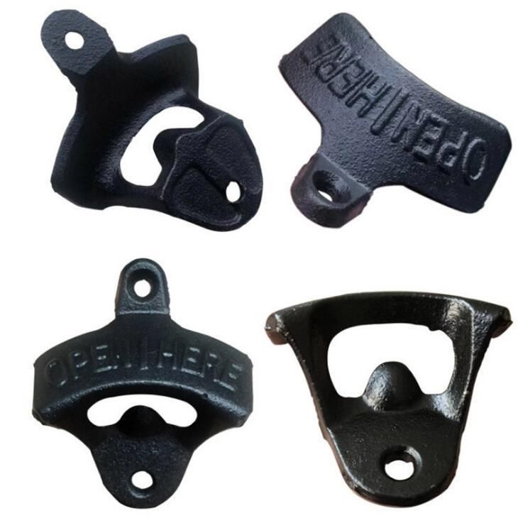 Wall mounted bottle opener, Vintage Open Here design, Black