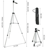 Phone Tripod Black, Mobile Camera Stand & Selfie Stick with Adjustable Height - Side View