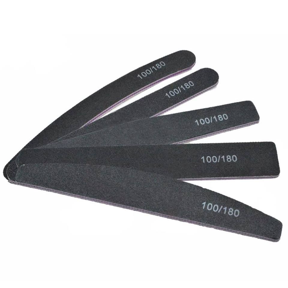 5pcs double-sided nail files 100/180 grit, black