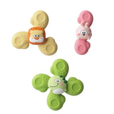 3-pack Baby Spinning Toy with Suction Cup, Green Yellow Pink, Educational Toys