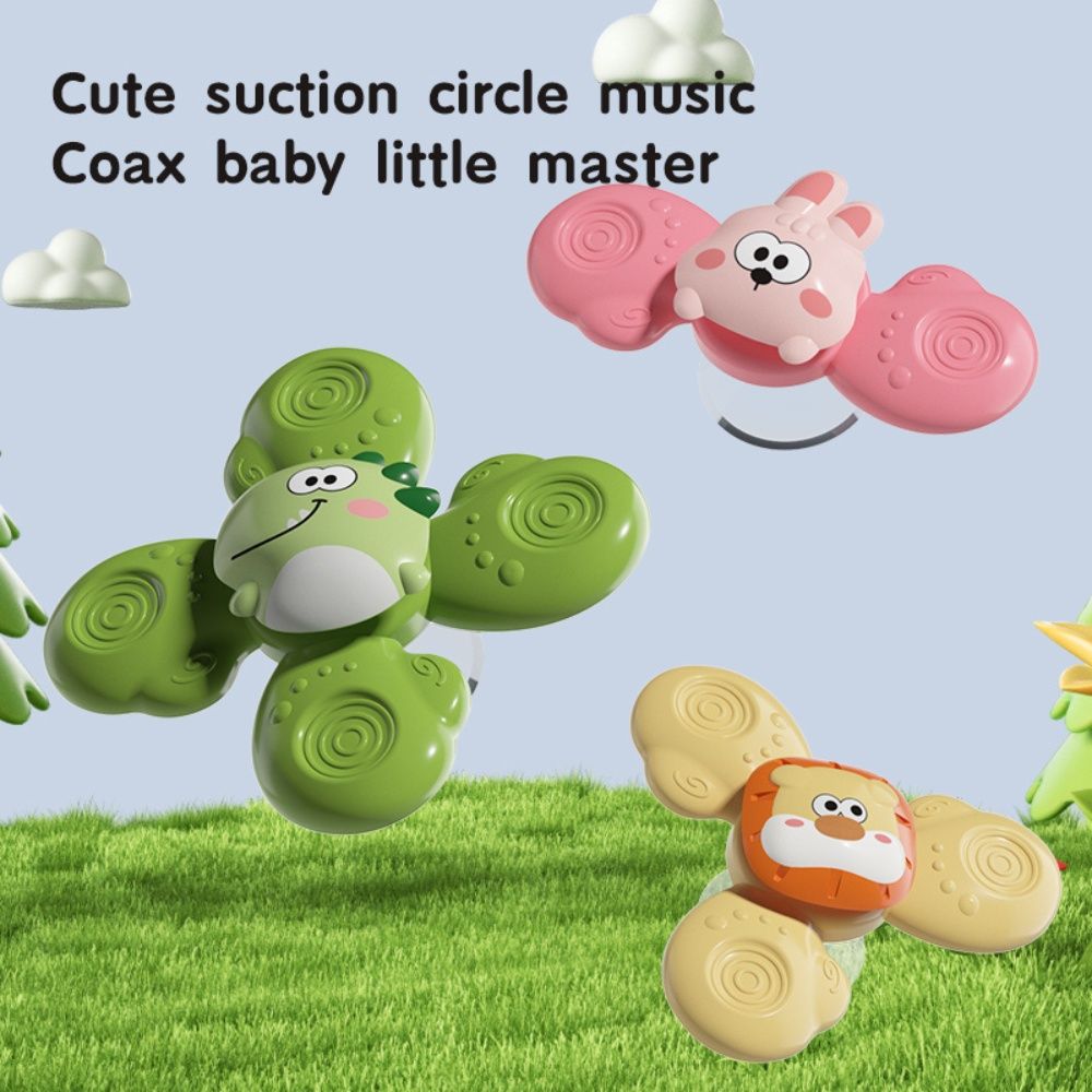 3-pack Baby Spinning Toy with Suction Cup, Green Yellow Pink, Educational Toys