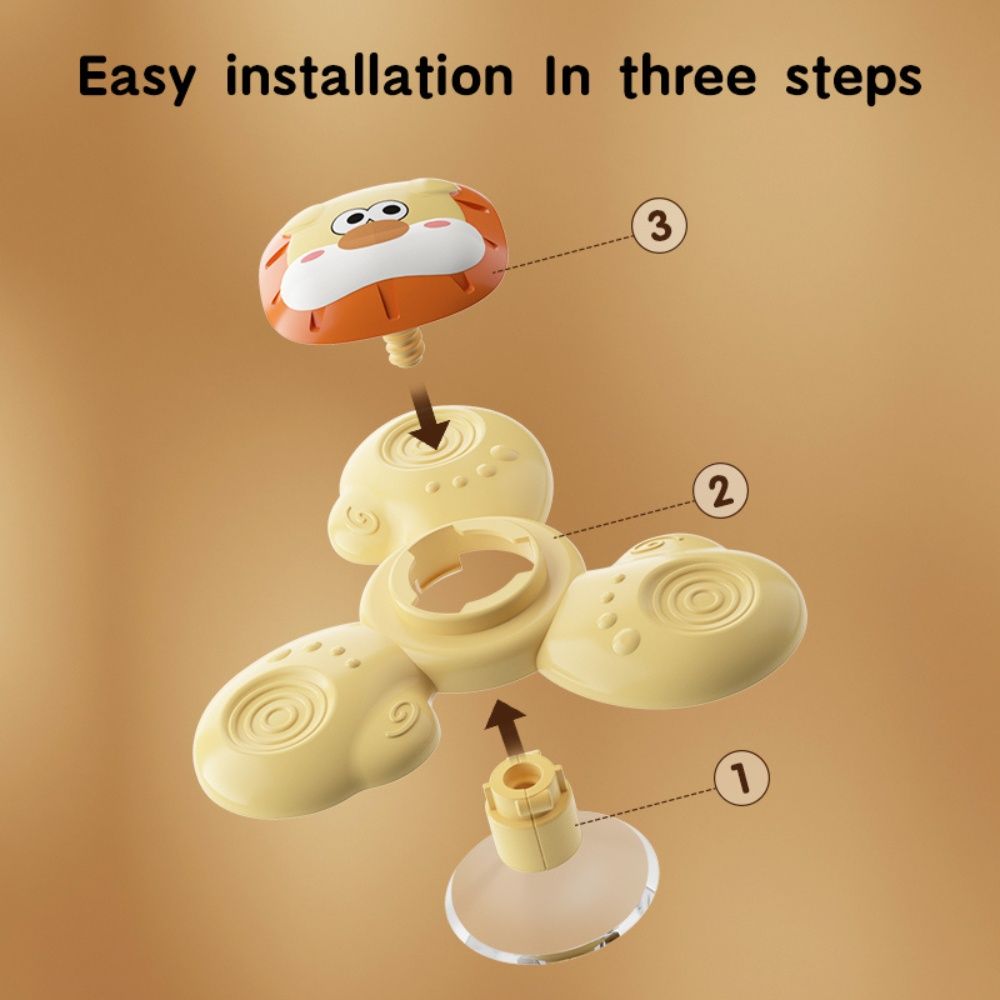 3-pack Baby Spinning Toy with Suction Cup, Green Yellow Pink, Educational Toys