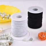 Black Nylon-Coated Elastic Thread Roll, 50 meters, 0.6mm