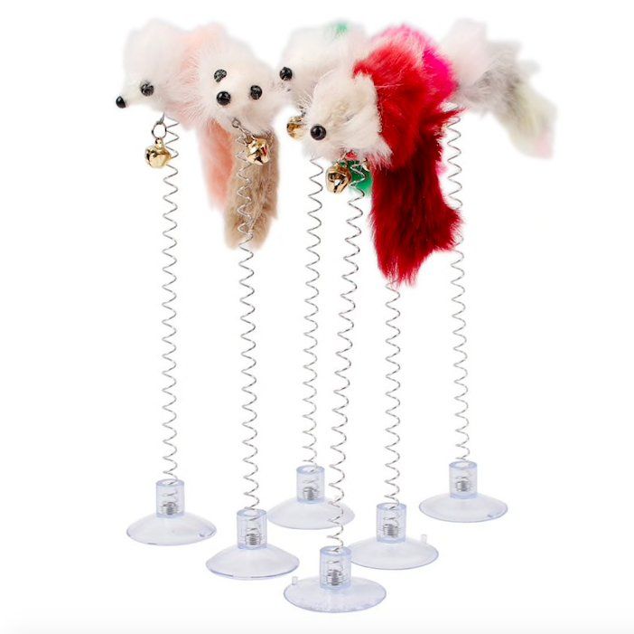 3pcs Cat Toy with Springy Mouse and Bell