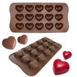 15 Hearts Ice Chocolate Jelly Mold for Pralines, Brown