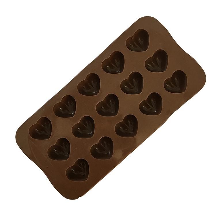 15 Hearts Ice Chocolate Jelly Mold for Pralines, Brown