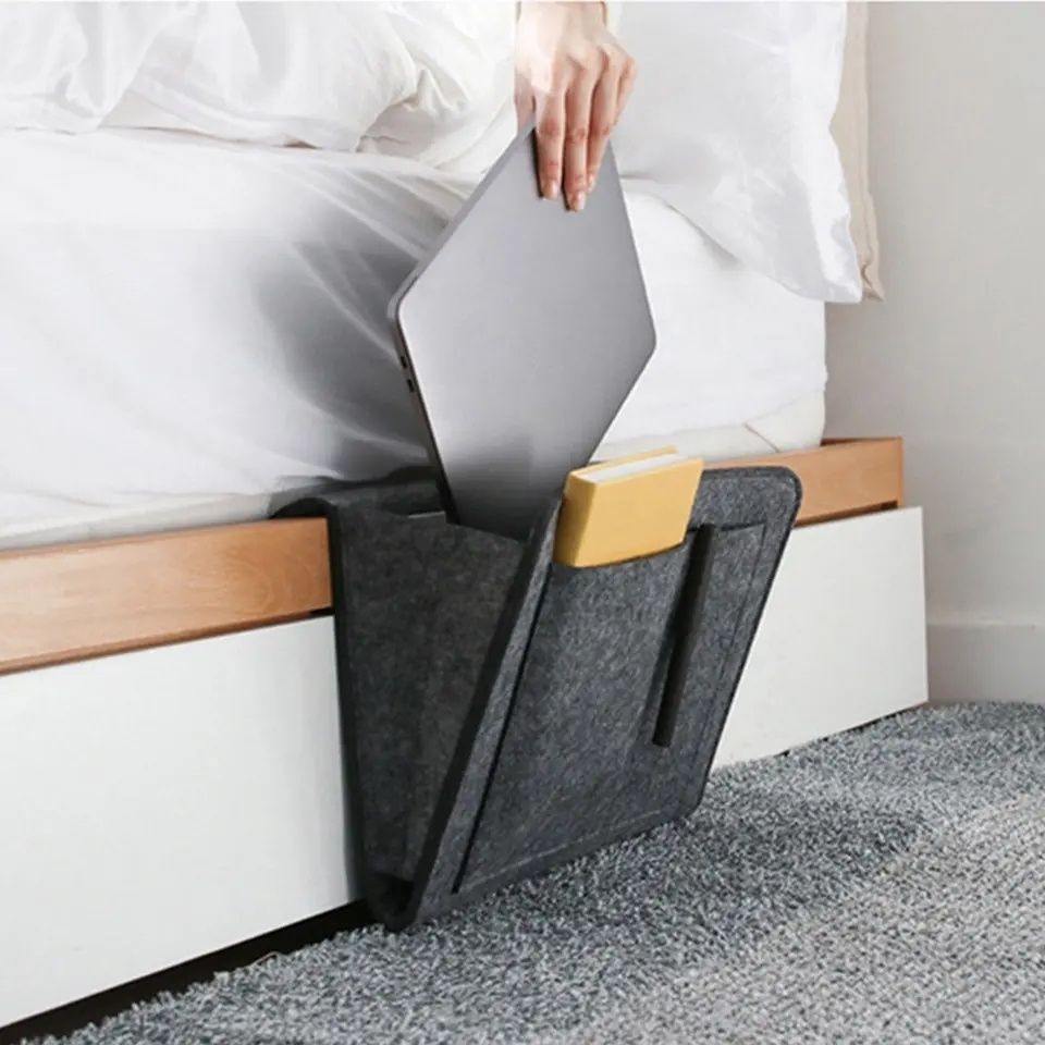 Felt Storage Bag Pouch Bed, Dark Grey