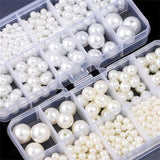 800pcs Acrylic Beads for Jewelry Making, DIY Imitation Pearls, Cream