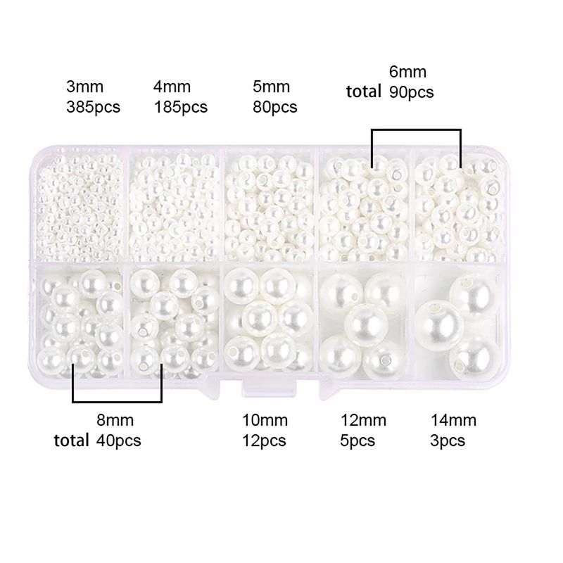800pcs Acrylic Beads for Jewelry Making, DIY Imitation Pearls, Cream