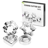 12pcs Baking Molds Cookie Cutters Gingerbread Molds, Silver