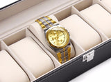 6 Watch Box Luxury Storage Case, Black, compatible with Urbox - Top-Down View