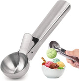 Silver Ice Cream Scoop with Ejector, Large - Front View