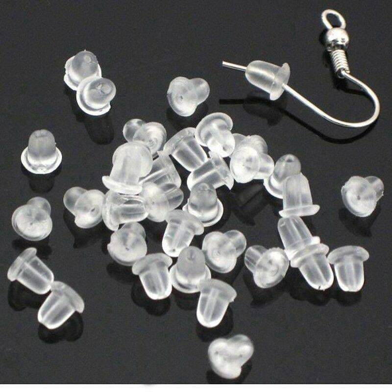 100pcs Earring Backs, Nickel-Free Latex Transparent