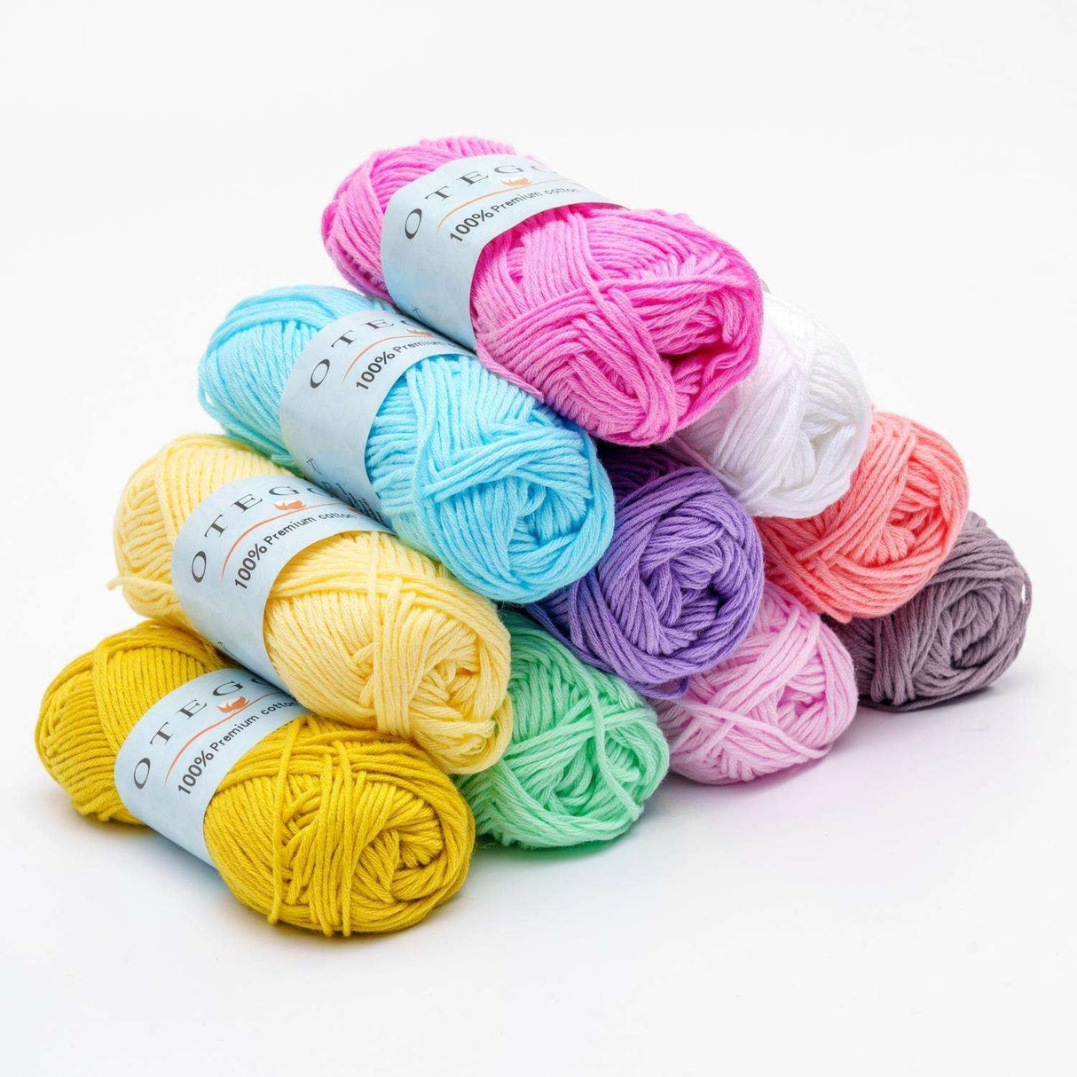 10-pack Cotton Knitting Crochet Yarn, 49m per roll, MultiColor