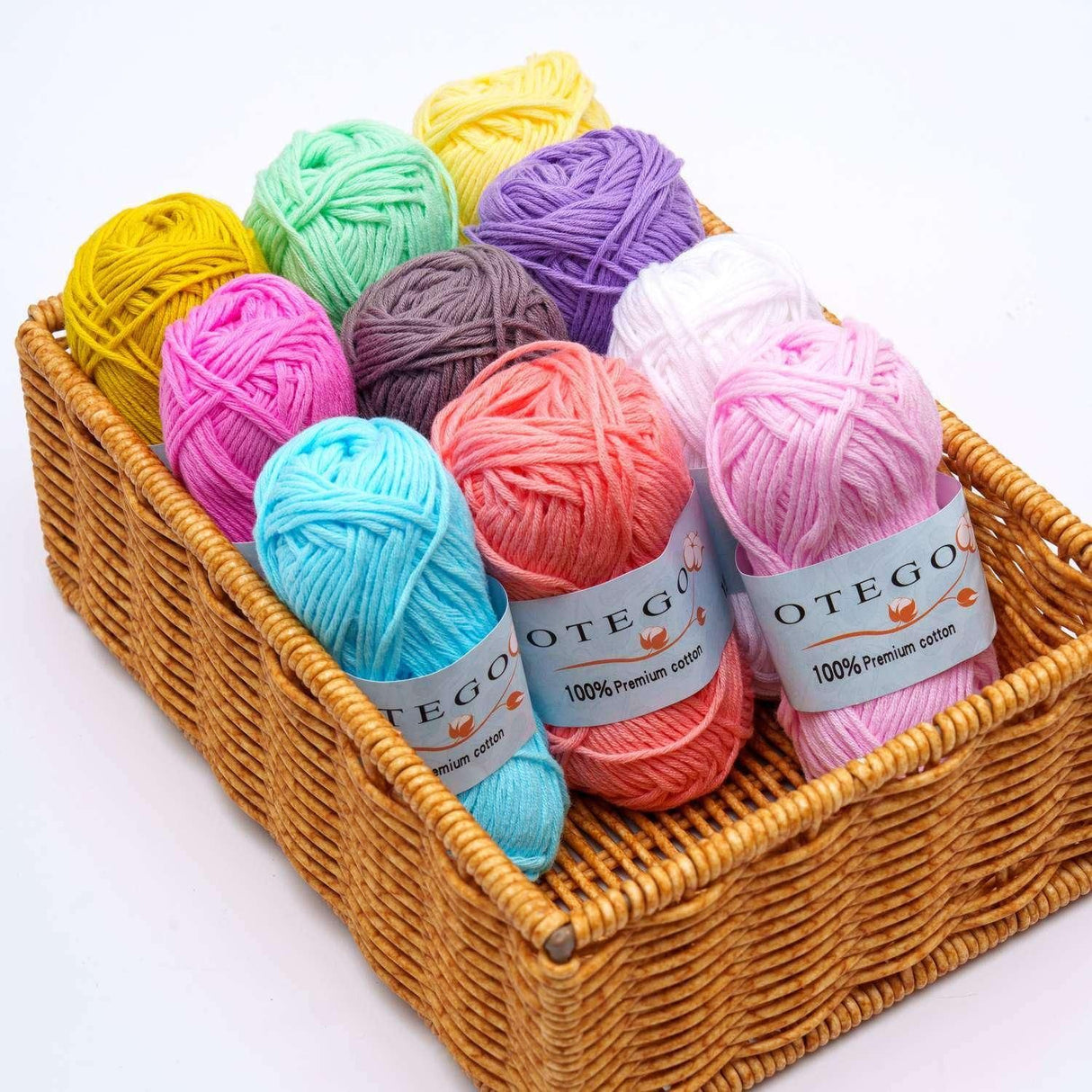 10-pack Cotton Knitting Crochet Yarn, 49m per roll, MultiColor