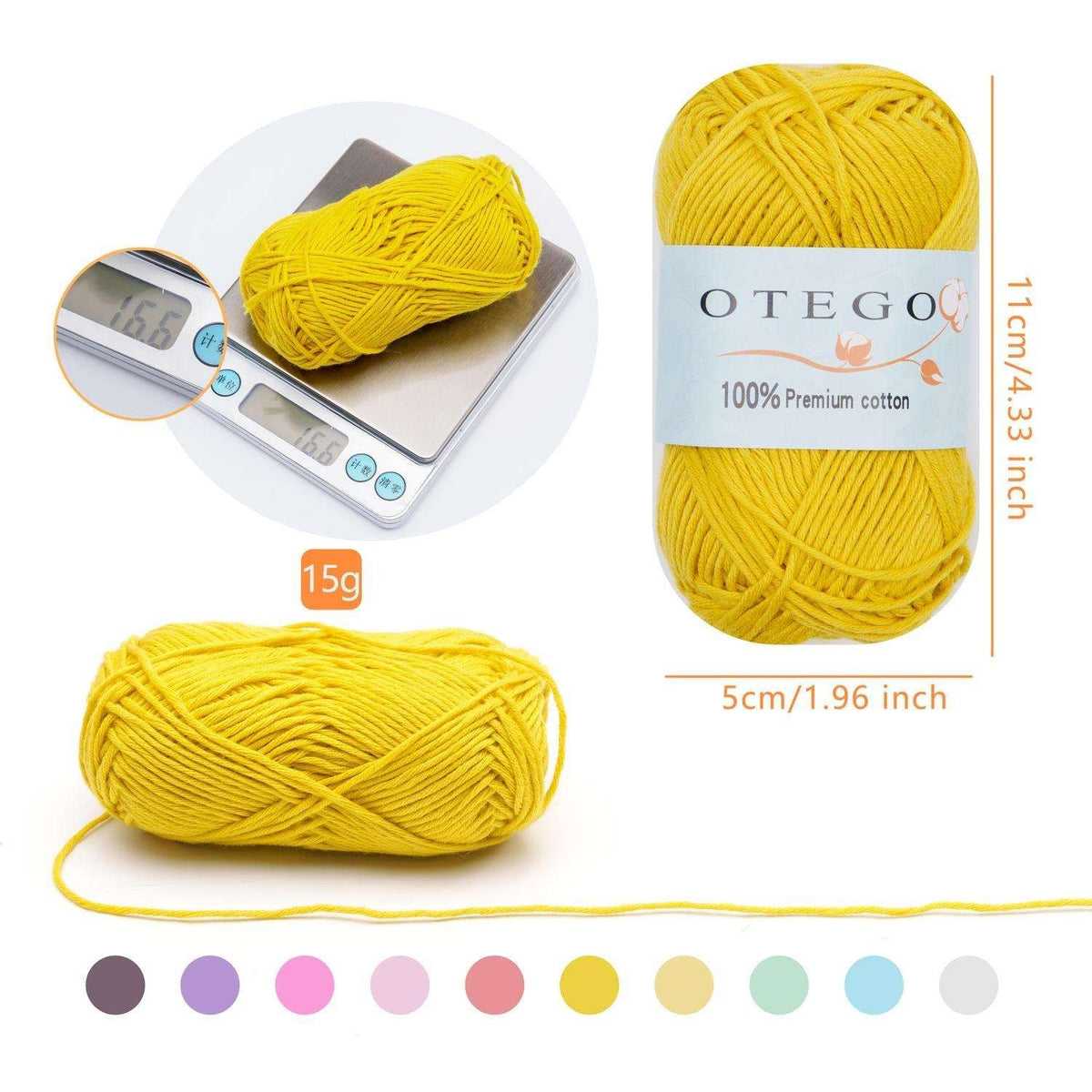 10-pack Cotton Knitting Crochet Yarn, 49m per roll, MultiColor