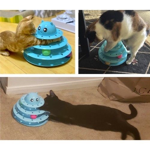 Cat Toy Activation Ball Tower for Cats, Blue