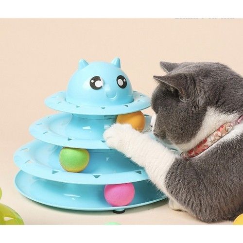 Cat Toy Activation Ball Tower for Cats, Blue