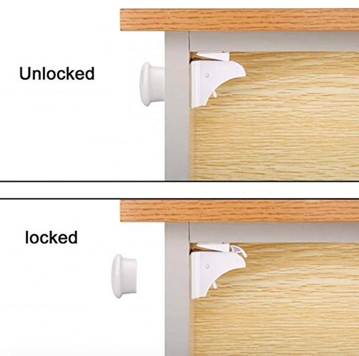 4pcs Child Lock Magnetic Drawer Lock, White