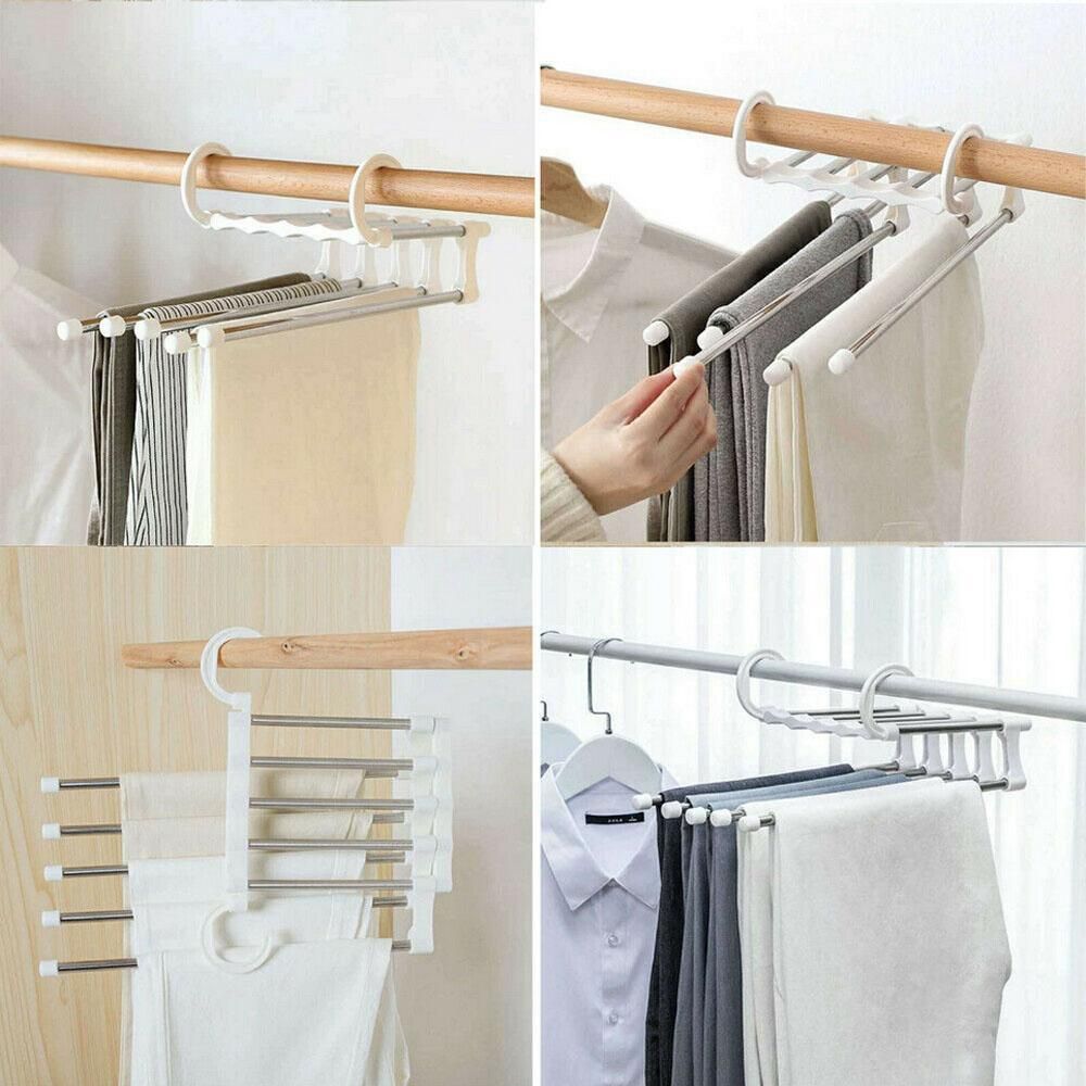 5-Pants Hanger Organizer with Connection Hook, White