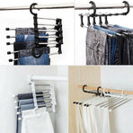 5 Clothes Hangers for Pants with Connection Hook, Black