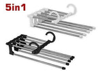 5 Clothes Hangers for Pants with Connection Hook, Black - Rear View
