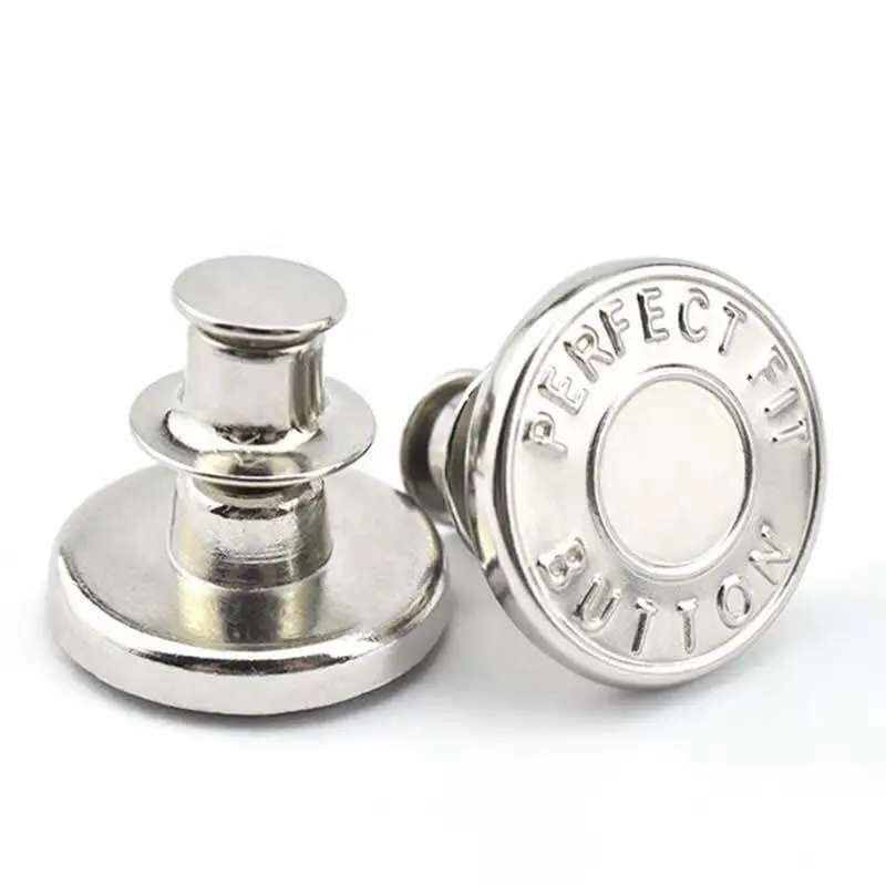 10-pack Adjustable No-Sew Trouser Buttons, Silver