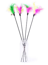 Cat Toy with Feathers and Bell - Top-Down View