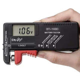 Battery tester with LCD display, black - Top-Down View