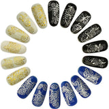 6 Sheets Silver Gold Nail Stickers, 12x4 cm - Front View