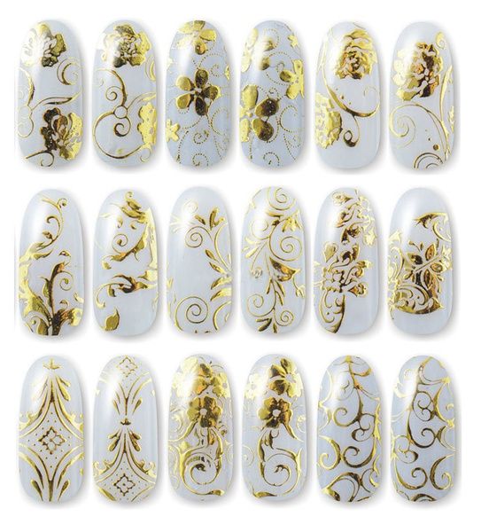 6 Sheets Silver Gold Nail Stickers, 12x4 cm