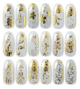 6 Sheets Silver Gold Nail Stickers, 12x4 cm
