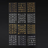 6 Sheets Silver Gold Nail Stickers, 12x4 cm