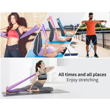 5 pcs Resistance Band, TPE Yoga Exercise Band for Rehab, Pink, One Size - Side View